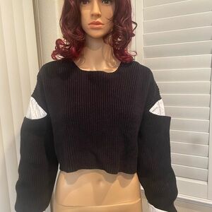 Black Ribbed Knit Sweater